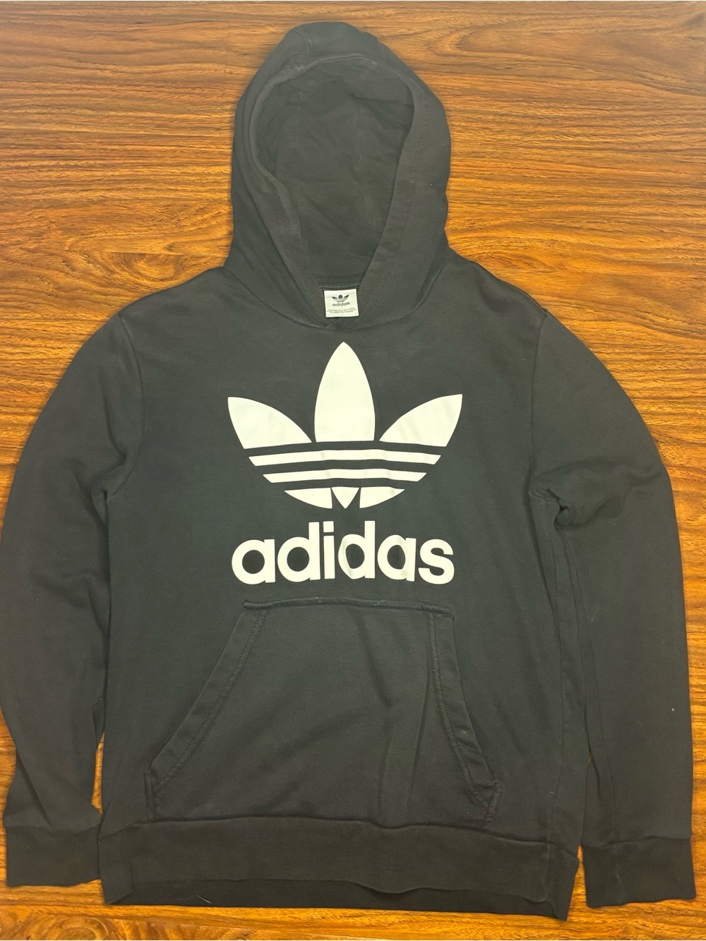 adidas Black Hoodie with White Trefoil Logo